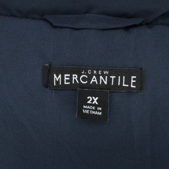 J Crew Mercantile Vest Plus Size 2X Navy Blue Quilted Puffer Full Zip Pockets - Picture 3 of 16